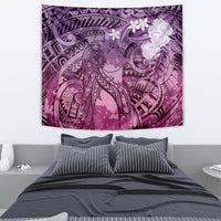 Pacific Beauty Girl Tapestry Pink Polyneisan Tribal Vintage Motif