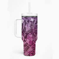 Pacific Beauty Girl Tumbler With Handle Pink Polyneisan Tribal Vintage Motif LT9 - Polynesian Pride