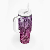 Pacific Beauty Girl Tumbler With Handle Pink Polyneisan Tribal Vintage Motif LT9 - Polynesian Pride