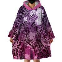 Pacific Beauty Girl Wearable Blanket Hoodie Pink Polyneisan Tribal Vintage Motif LT9 - Polynesian Pride