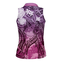Pacific Beauty Girl Women Sleeveless Polo Shirt Pink Polyneisan Tribal Vintage Motif LT9 - Polynesian Pride