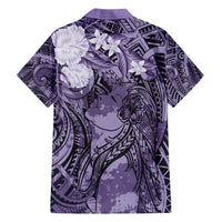 Pacific Beauty Girl Family Matching Short Sleeve Bodycon Dress and Hawaiian Shirt Violet Polyneisan Tribal Vintage Motif LT9 - Polynesian Pride