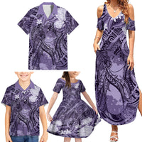 Pacific Beauty Girl Family Matching Summer Maxi Dress and Hawaiian Shirt Violet Polyneisan Tribal Vintage Motif LT9 - Polynesian Pride
