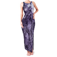 Pacific Beauty Girl Family Matching Tank Maxi Dress and Hawaiian Shirt Violet Polyneisan Tribal Vintage Motif LT9 Mom's Dress Violet - Polynesian Pride