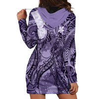 Pacific Beauty Girl Hoodie Dress Violet Polyneisan Tribal Vintage Motif LT9 - Polynesian Pride