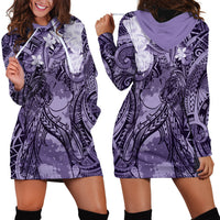 Pacific Beauty Girl Hoodie Dress Violet Polyneisan Tribal Vintage Motif LT9 - Polynesian Pride