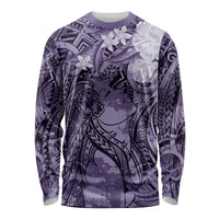 Pacific Beauty Girl Long Sleeve Shirt Violet Polyneisan Tribal Vintage Motif LT9 Unisex Violet - Polynesian Pride