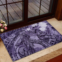 Pacific Beauty Girl Rubber Doormat Violet Polyneisan Tribal Vintage Motif