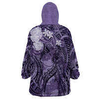 Pacific Beauty Girl Wearable Blanket Hoodie Violet Polyneisan Tribal Vintage Motif LT9 - Polynesian Pride