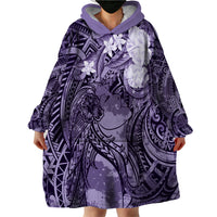 Pacific Beauty Girl Wearable Blanket Hoodie Violet Polyneisan Tribal Vintage Motif LT9 - Polynesian Pride