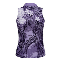 Pacific Beauty Girl Women Sleeveless Polo Shirt Violet Polyneisan Tribal Vintage Motif LT9 - Polynesian Pride