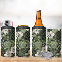 Tongan Kupesi Ngatu Hibiscus Vintage Motif 4 in 1 Can Cooler Tumbler LT9 - Polynesian Pride