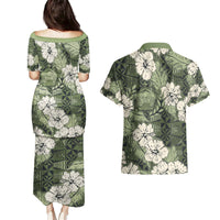 Tongan Kupesi Ngatu Hibiscus Vintage Motif Couples Matching Puletasi and Hawaiian Shirt LT9 - Polynesian Pride