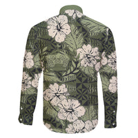 Tongan Kupesi Ngatu Hibiscus Vintage Motif Family Matching Long Sleeve Bodycon Dress and Hawaiian Shirt LT9 - Polynesian Pride