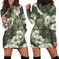 Tongan Kupesi Ngatu Hibiscus Vintage Motif Hoodie Dress LT9 - Polynesian Pride