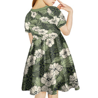 Tongan Kupesi Ngatu Hibiscus Vintage Motif Kid Short Sleeve Dress LT9 - Polynesian Pride