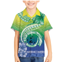 Malpampa Vanuatu Family Matching Mermaid Dress and Hawaiian Shirt Hibiscus Sand Drawing with Pacific Pattern LT9 Son's Shirt Green Art - Polynesian Pride