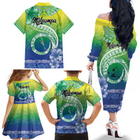 Malpampa Vanuatu Family Matching Off The Shoulder Long Sleeve Dress and Hawaiian Shirt Hibiscus Sand Drawing with Pacific Pattern LT9 - Polynesian Pride