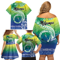Malpampa Vanuatu Family Matching Off Shoulder Short Dress and Hawaiian Shirt Hibiscus Sand Drawing with Pacific Pattern LT9 - Polynesian Pride