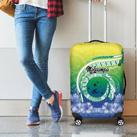 Malpampa Vanuatu Luggage Cover Hibiscus Sand Drawing with Pacific Pattern