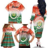Penama Vanuatu Family Matching Off The Shoulder Long Sleeve Dress and Hawaiian Shirt Hibiscus Sand Drawing with Pacific Pattern LT9 - Polynesian Pride