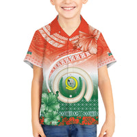 Penama Vanuatu Family Matching Short Sleeve Bodycon Dress and Hawaiian Shirt Hibiscus Sand Drawing with Pacific Pattern LT9 Son's Shirt Red Art - Polynesian Pride