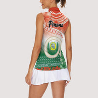 Penama Vanuatu Women Sleeveless Polo Shirt Hibiscus Sand Drawing with Pacific Pattern