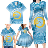 Sanma Vanuatu Family Matching Long Sleeve Bodycon Dress and Hawaiian Shirt Hibiscus Sand Drawing with Pacific Pattern LT9 - Polynesian Pride