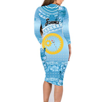 Sanma Vanuatu Family Matching Long Sleeve Bodycon Dress and Hawaiian Shirt Hibiscus Sand Drawing with Pacific Pattern LT9 - Polynesian Pride