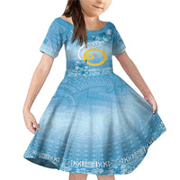 Sanma Vanuatu Family Matching Mermaid Dress and Hawaiian Shirt Hibiscus Sand Drawing with Pacific Pattern LT9 Daughter's Dress Blue Art - Polynesian Pride