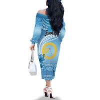 Sanma Vanuatu Family Matching Off The Shoulder Long Sleeve Dress and Hawaiian Shirt Hibiscus Sand Drawing with Pacific Pattern LT9 - Polynesian Pride