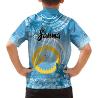 Sanma Vanuatu Family Matching Off Shoulder Short Dress and Hawaiian Shirt Hibiscus Sand Drawing with Pacific Pattern LT9 - Polynesian Pride