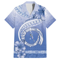 Shefa Vanuatu Family Matching Off The Shoulder Long Sleeve Dress and Hawaiian Shirt Hibiscus Sand Drawing with Pacific Pattern LT9 Dad's Shirt - Short Sleeve Blue Art - Polynesian Pride