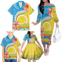 Torba Vanuatu Family Matching Off The Shoulder Long Sleeve Dress and Hawaiian Shirt Hibiscus Sand Drawing with Pacific Pattern LT9 - Polynesian Pride