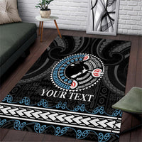 Custom Fiji and New Zealand Area Rug Maori Fern Mix Tapa Tribal Unique LT9 Black - Polynesian Pride