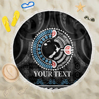 Custom Fiji and New Zealand Beach Blanket Maori Fern Mix Tapa Tribal Unique LT9 One Size 150cm Black - Polynesian Pride