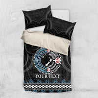 Custom Fiji and New Zealand Bedding Set Maori Fern Mix Tapa Tribal Unique LT9 US Twin 172cm x 218cm Black - Polynesian Pride