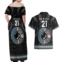 Custom Fiji and New Zealand Couples Matching Off Shoulder Maxi Dress and Hawaiian Shirt Maori Fern Mix Tapa Tribal Unique LT9 - Polynesian Pride