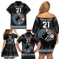 Custom Fiji and New Zealand Family Matching Off Shoulder Short Dress and Hawaiian Shirt Maori Fern Mix Tapa Tribal Unique LT9 - Polynesian Pride