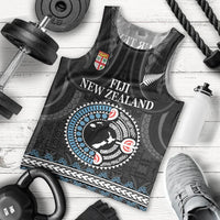 Custom Fiji and New Zealand Men Tank Top Maori Fern Mix Tapa Tribal Unique LT9 - Polynesian Pride