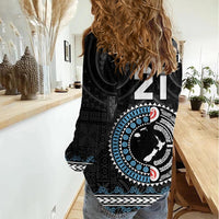 Custom Fiji and New Zealand Women Casual Shirt Maori Fern Mix Tapa Tribal Unique LT9 - Polynesian Pride