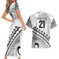 Custom Fiji Rugby Cibi Dance Couples Matching Short Sleeve Bodycon Dress and Hawaiian Shirt Create History World Cup Sevens LT9 - Polynesian Pride