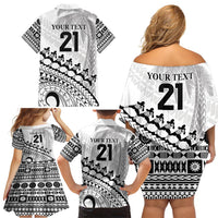 Custom Fiji Rugby Cibi Dance Family Matching Off Shoulder Short Dress and Hawaiian Shirt Create History World Cup Sevens LT9 - Polynesian Pride