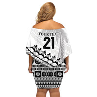 Custom Fiji Rugby Cibi Dance Family Matching Off Shoulder Short Dress and Hawaiian Shirt Create History World Cup Sevens LT9 - Polynesian Pride