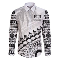 Custom Fiji Rugby Cibi Dance Family Matching Short Sleeve Bodycon Dress and Hawaiian Shirt Create History World Cup Sevens LT9 Dad's Shirt - Long Sleeve White - Polynesian Pride