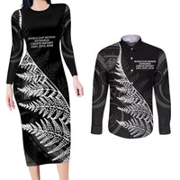 New Zealand Black Fern 7s Couples Matching Long Sleeve Bodycon Dress and Long Sleeve Button Shirt History World Cup Sevens LT9 Black - Polynesian Pride