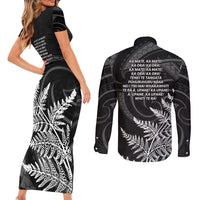 New Zealand Black Fern 7s Couples Matching Short Sleeve Bodycon Dress and Long Sleeve Button Shirt History World Cup Sevens LT9 - Polynesian Pride