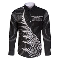 New Zealand Black Fern 7s Family Matching Off The Shoulder Long Sleeve Dress and Hawaiian Shirt History World Cup Sevens LT9 Dad's Shirt - Long Sleeve Black - Polynesian Pride