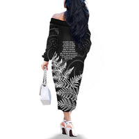 New Zealand Black Fern 7s Family Matching Off The Shoulder Long Sleeve Dress and Hawaiian Shirt History World Cup Sevens LT9 - Polynesian Pride