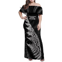 New Zealand Black Fern 7s Family Matching Off Shoulder Maxi Dress and Hawaiian Shirt History World Cup Sevens LT9 Mom's Dress Black - Polynesian Pride